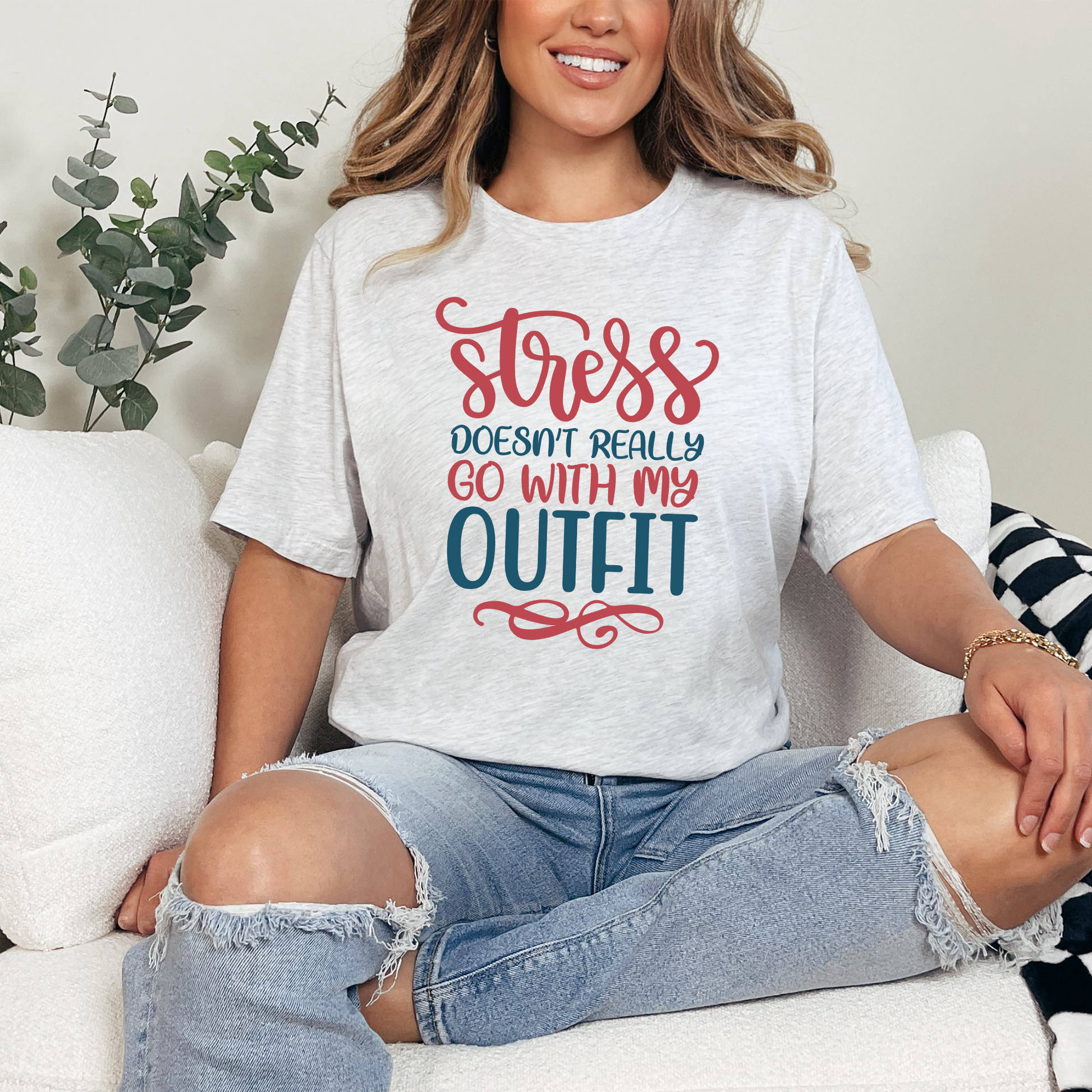Wholesale Stress Outfit Graphic Tee - Ash Tee