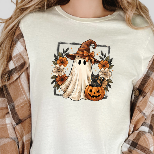 Wholesale Halloween Witch Ghost Graphic Tee - Natural
