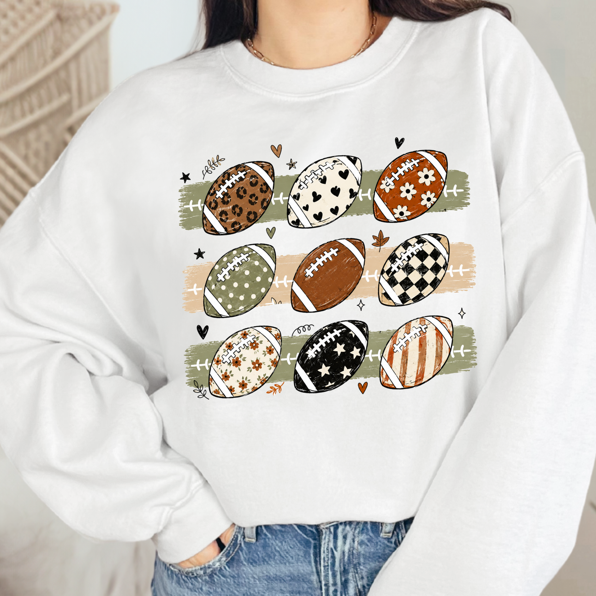 Wholesale Football Grid Graphic Tee or Sweatshirt - White