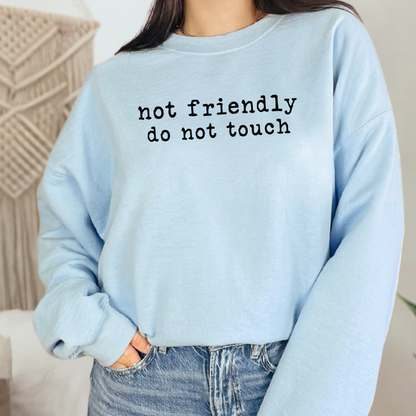 Wholesale Not Friendly Do Not Touch Sweatshirt - Light Blue Sweatshirt