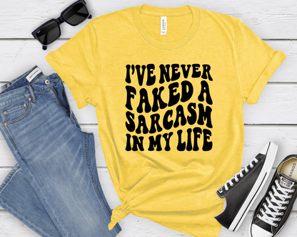 Wholesale Faked a Sarcasm Graphic Tee - Heather Yellow Tee