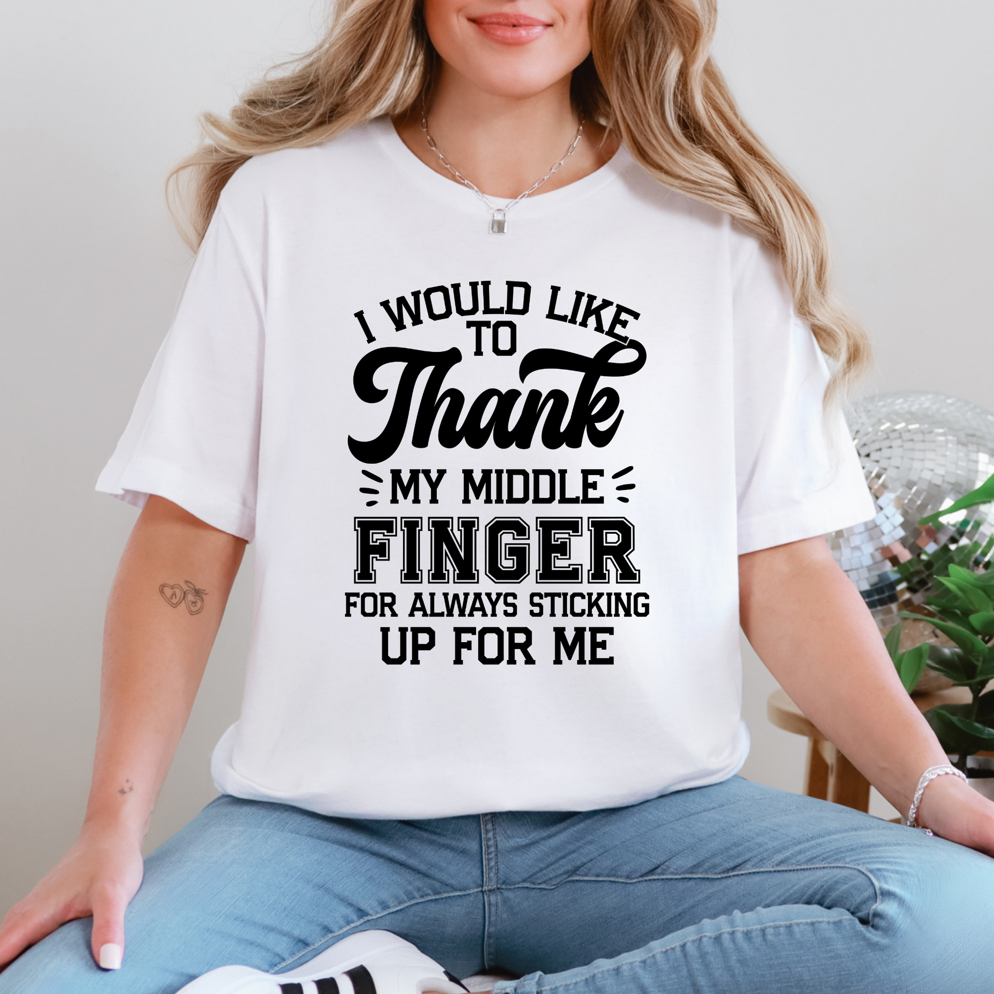 Wholesale Thank My Middle Finger Graphic Tee - White Tee