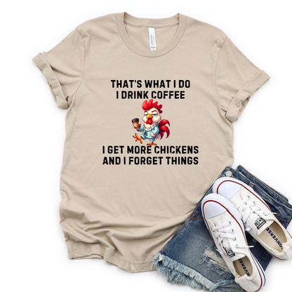 Wholesale Coffee & Chickens Graphic Tee - Grey Tee