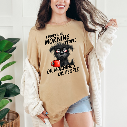 Wholesale Don't Like Morning People Graphic Tee - Sand Dune Tee