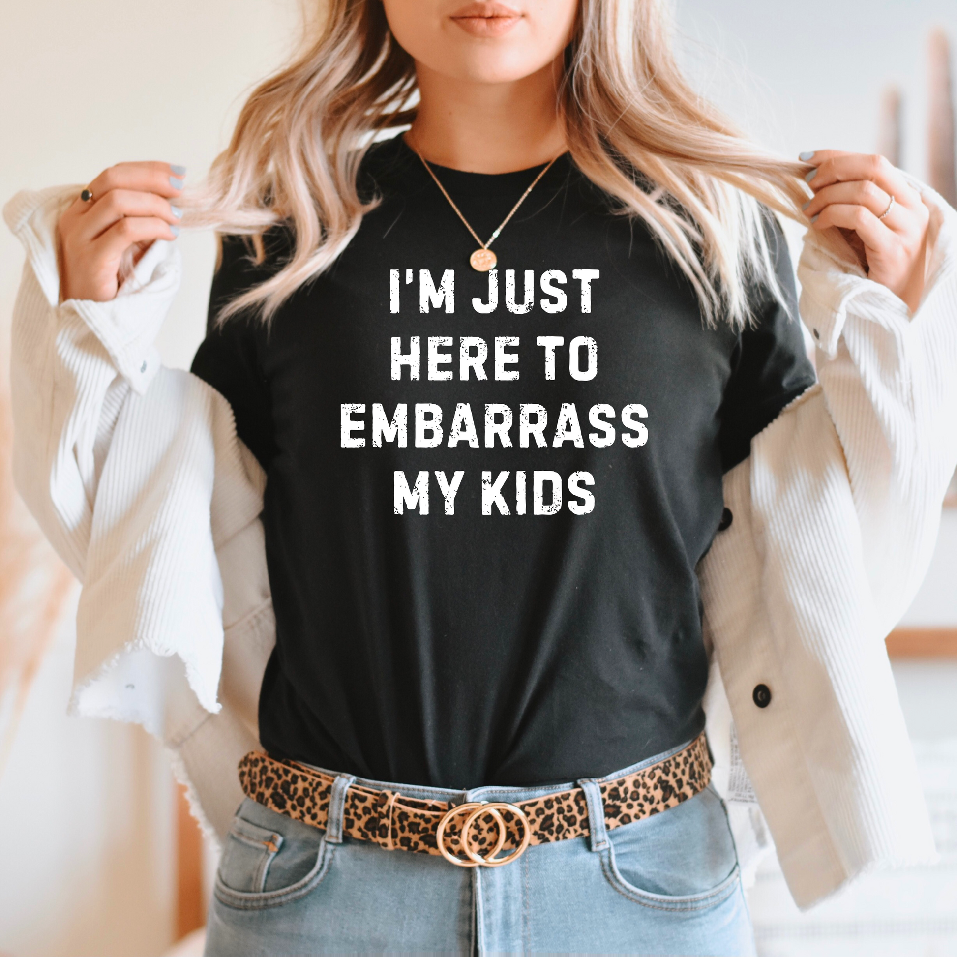 Wholesale Embarrass My Kids Graphic Tee - Black Tee