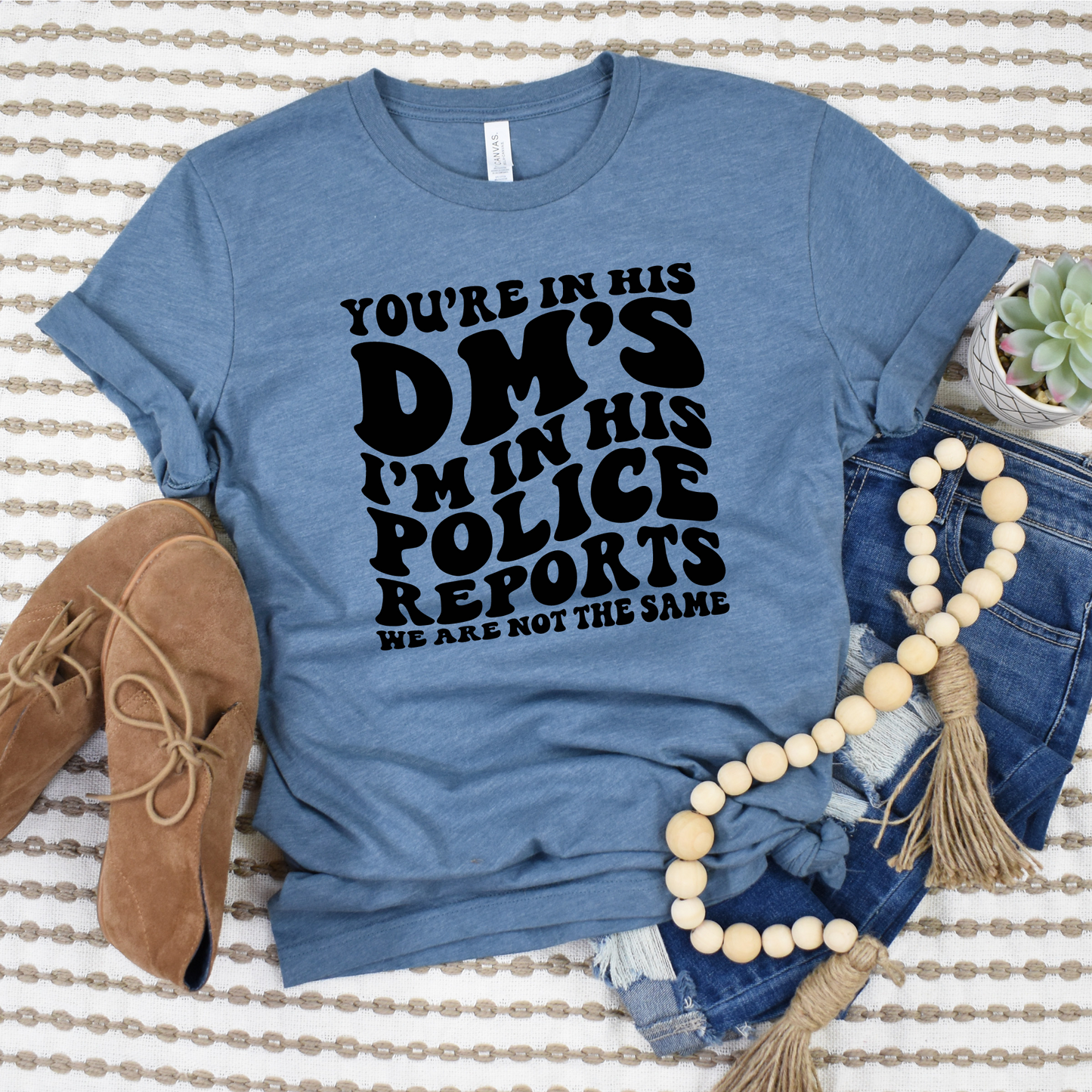Wholesale Police Report Graphic Tee - Heather Slate Tee