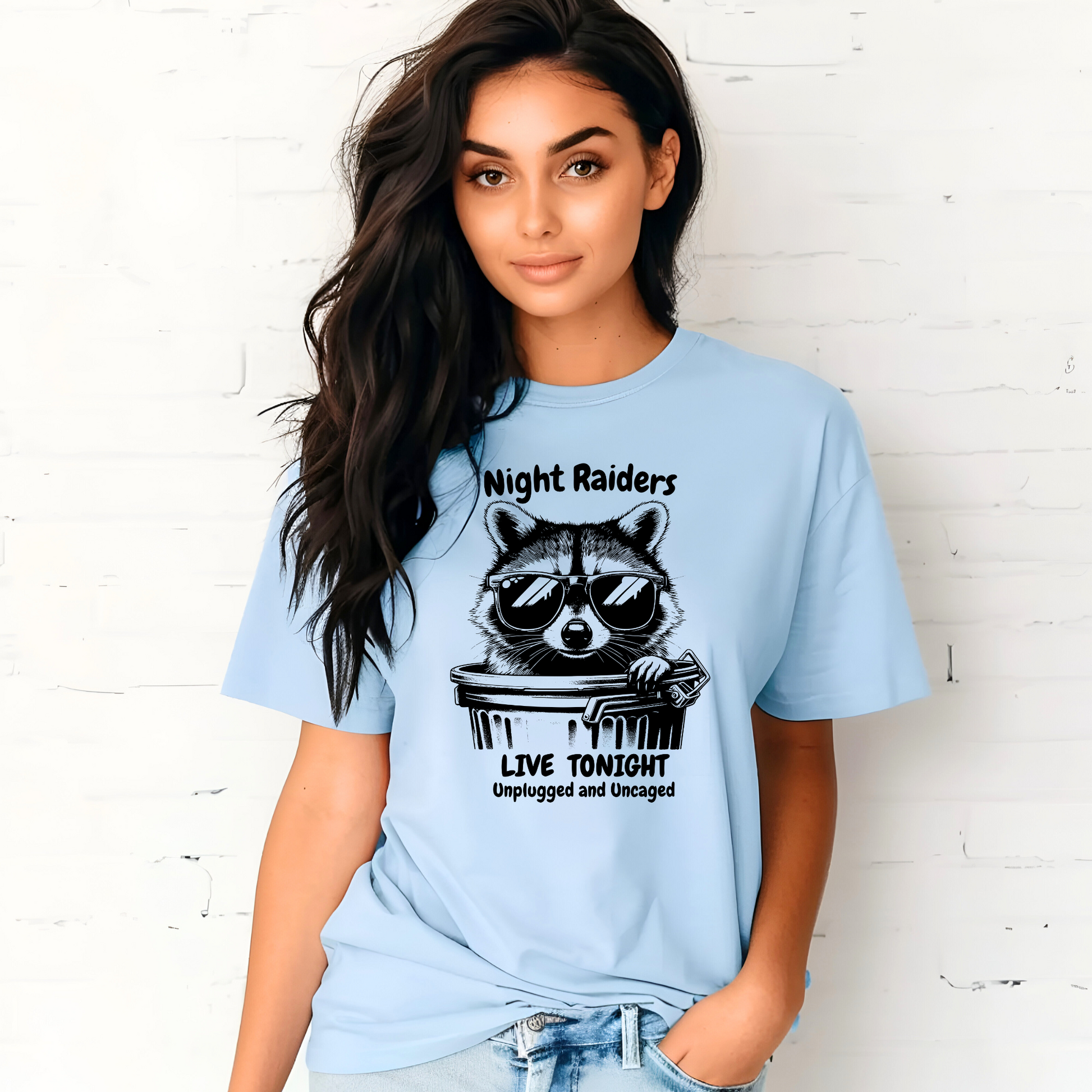 Wholesale Night Raiders Graphic Tee - Light Blue Tee