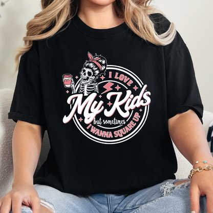 Wholesale Love My Kids but Sometimes I Wanna Square Up Graphic Tee - Black Tee