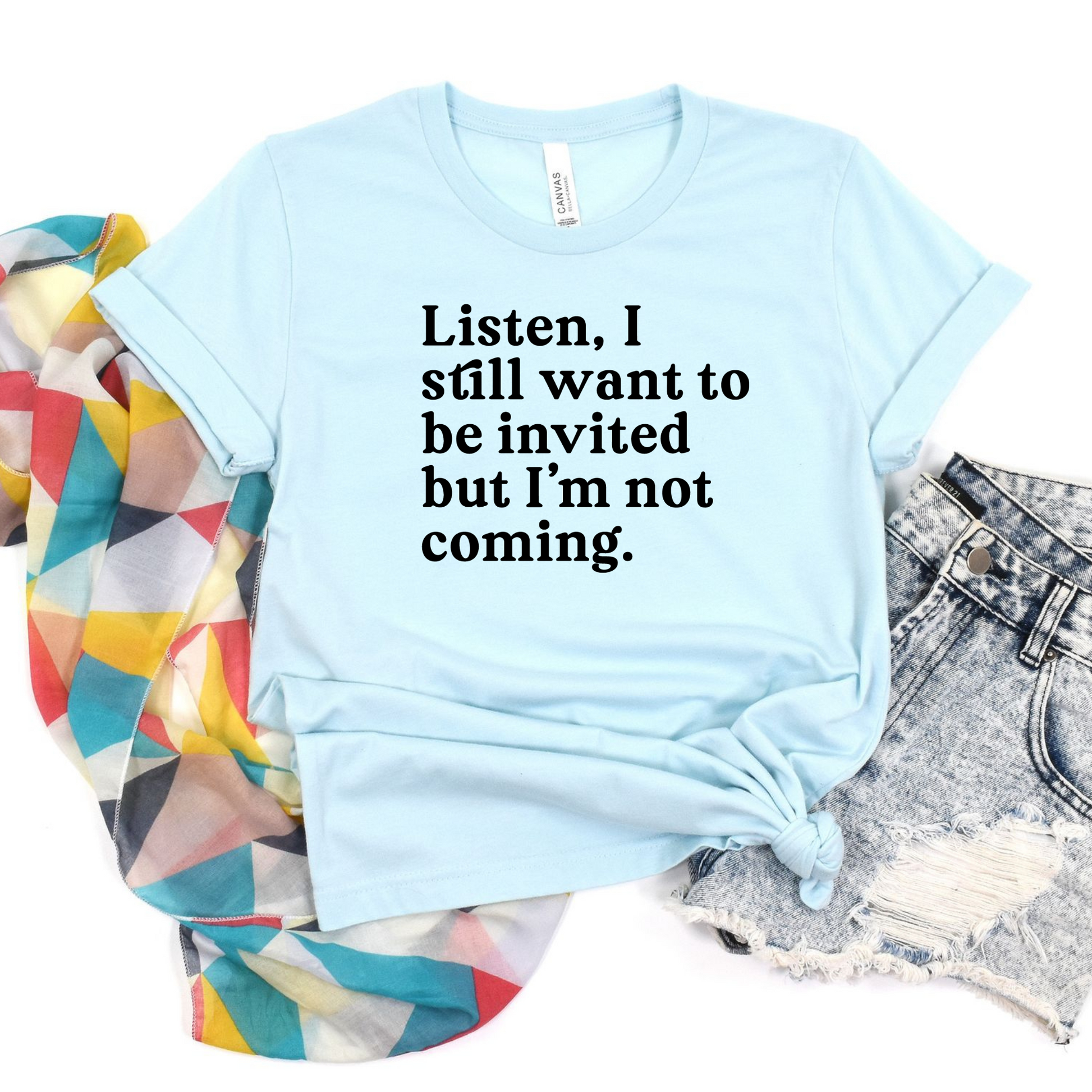 Wholesale Listen I still want to be invited Graphic Tee - Heather Slate Tee