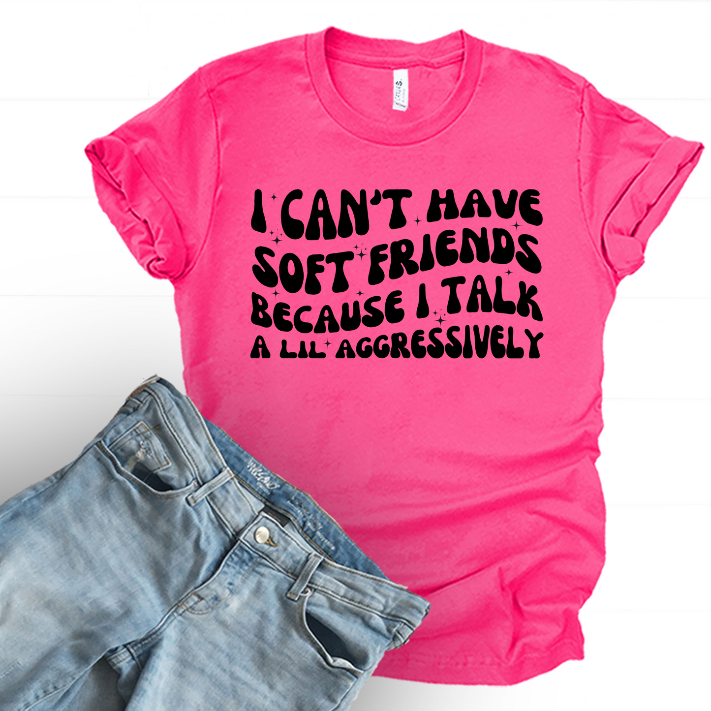 Wholesale I can't have soft friends Graphic Tee - Fuchsia Tee