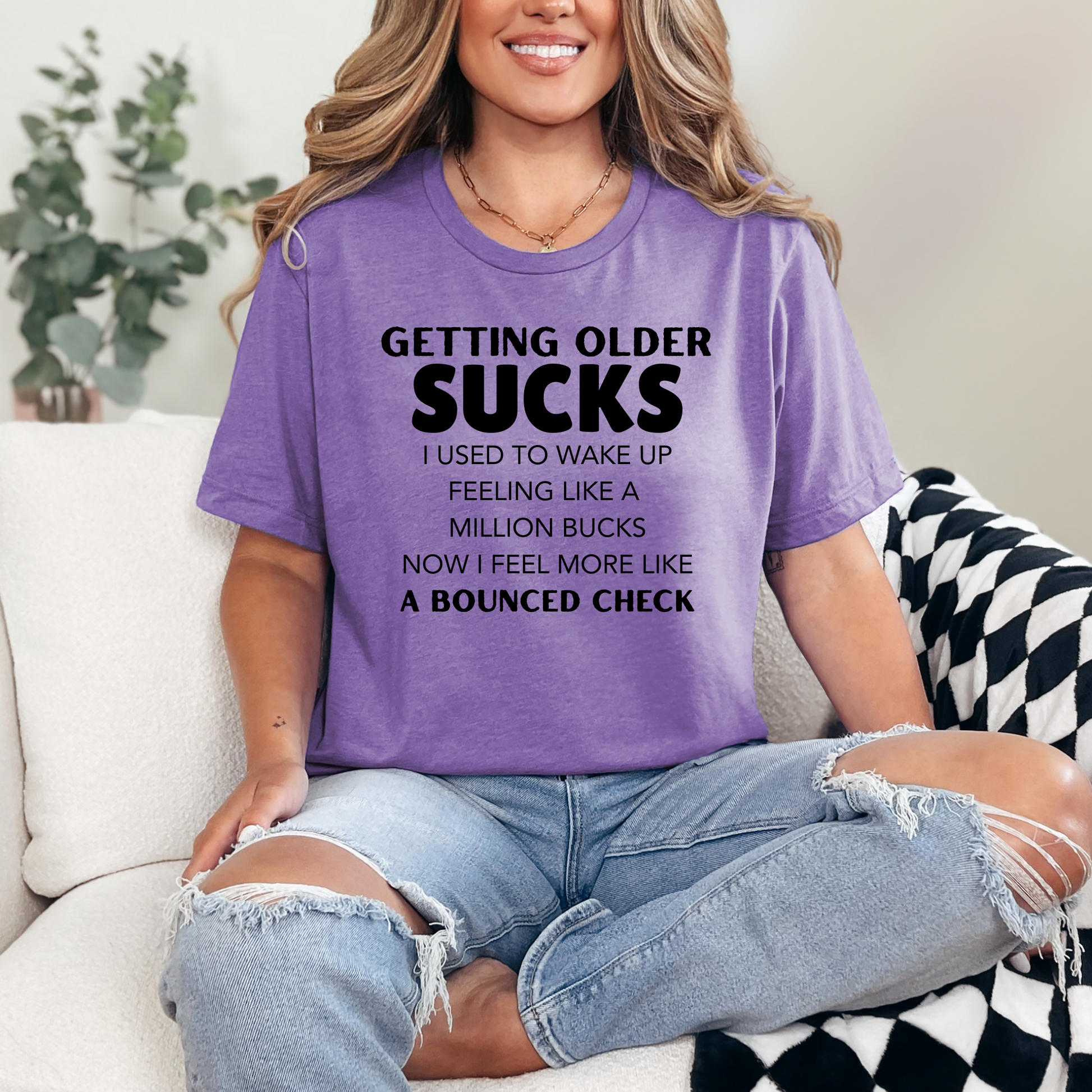 Wholesale Getting Older Graphic Tee - Heather Team Purple Tee