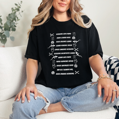 Wholesale Rock Paper Scissors Lizard Spock Graphic Tee - Black Tee