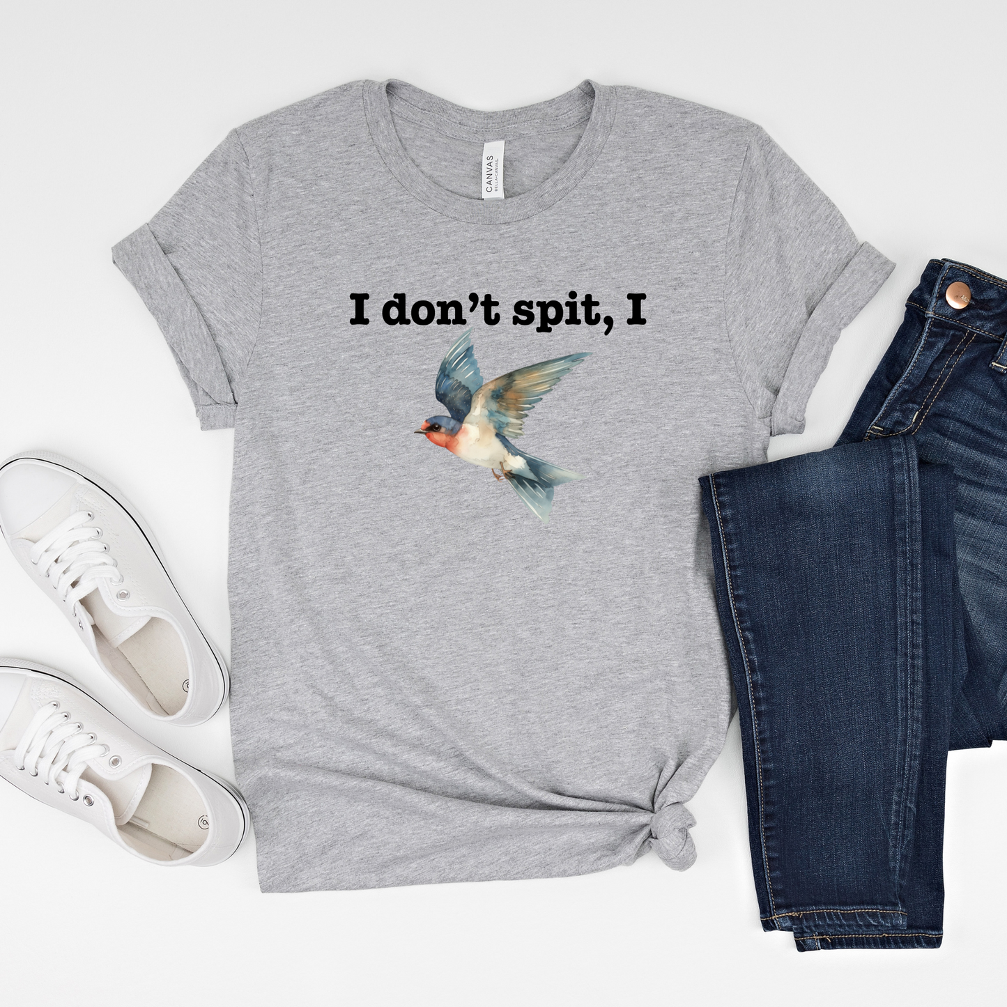 Wholesale I don't spit Graphic Tee - Heather Dust Tee