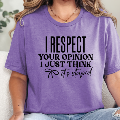 Wholesale Respect Your Opinion Graphic Tee - Heather Team Purple