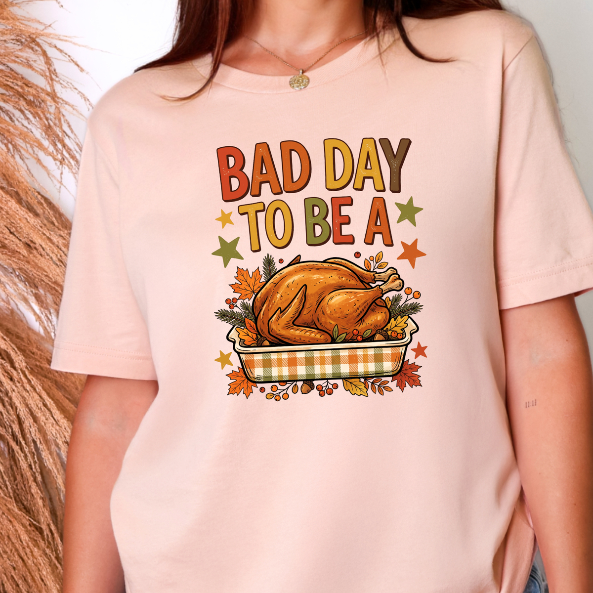 Wholesale Bad Day To Be A Turkey Graphic Tee - Peach
