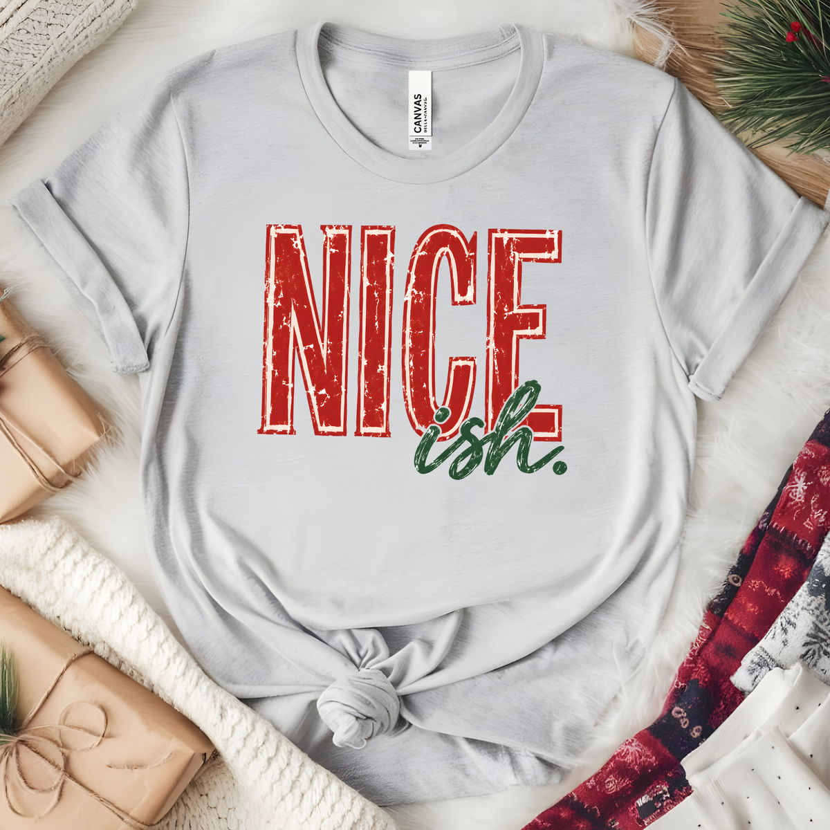 Wholesale Nice'ish Graphic Tee - Heather Cool Grey
