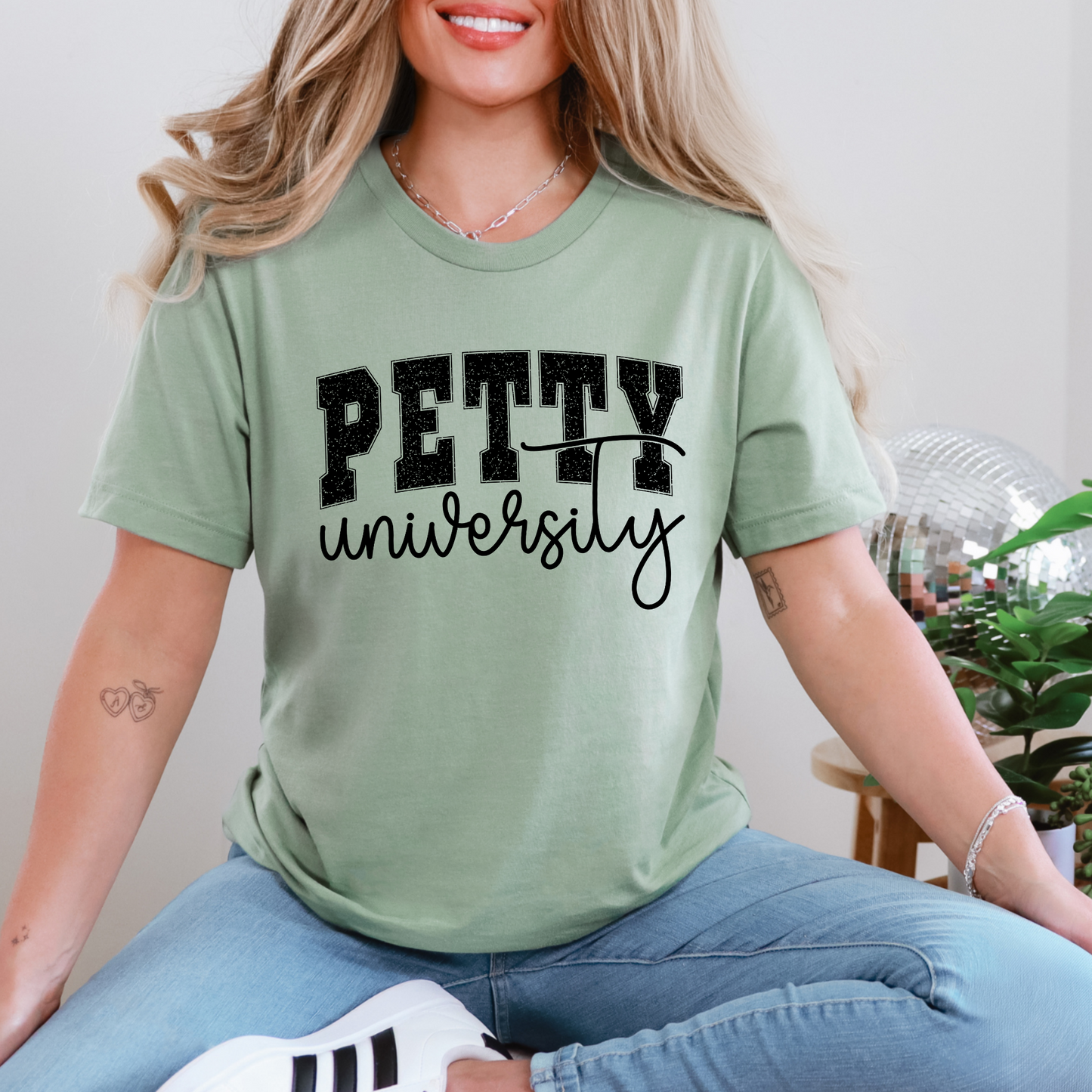 Wholesale Petty University Graphic Tee - Sage Tee