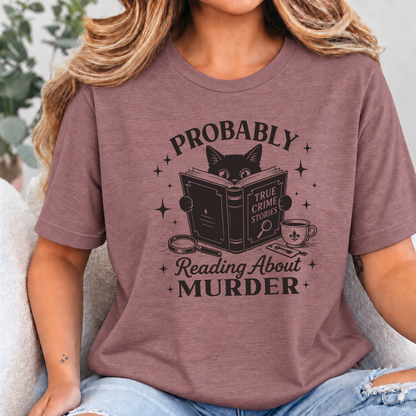 Wholesale Reading About Murder Graphic Tee - Heather Mauve
