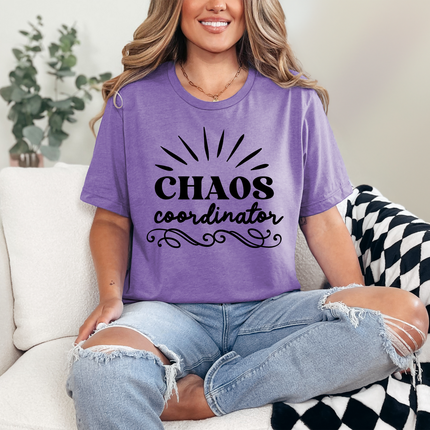 Wholesale Chaos Coordinator Burst Graphic Tee - Heather Team Purple Tee
