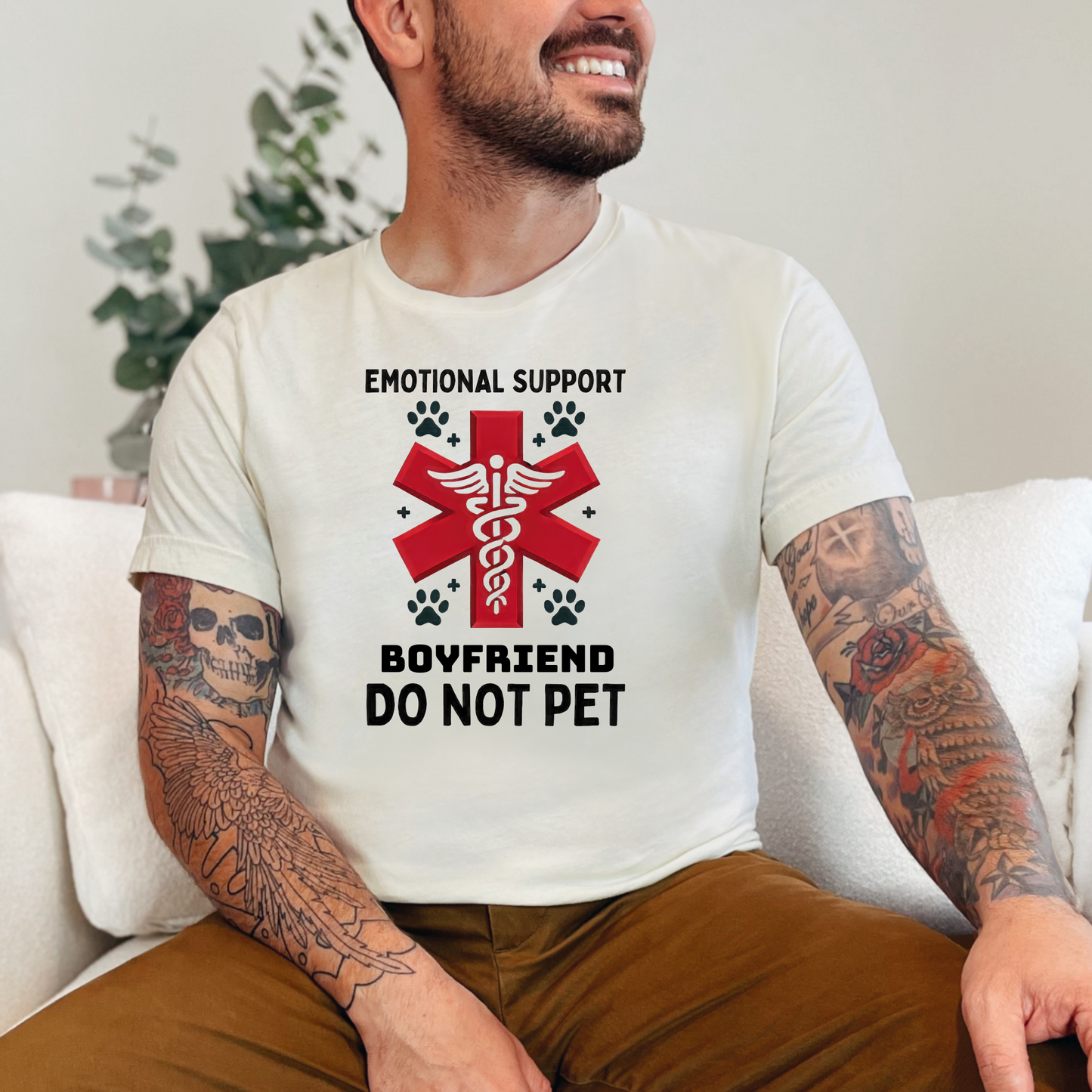 Wholesale Emotional Support Boyfriend Graphic Tee - Natural Tee