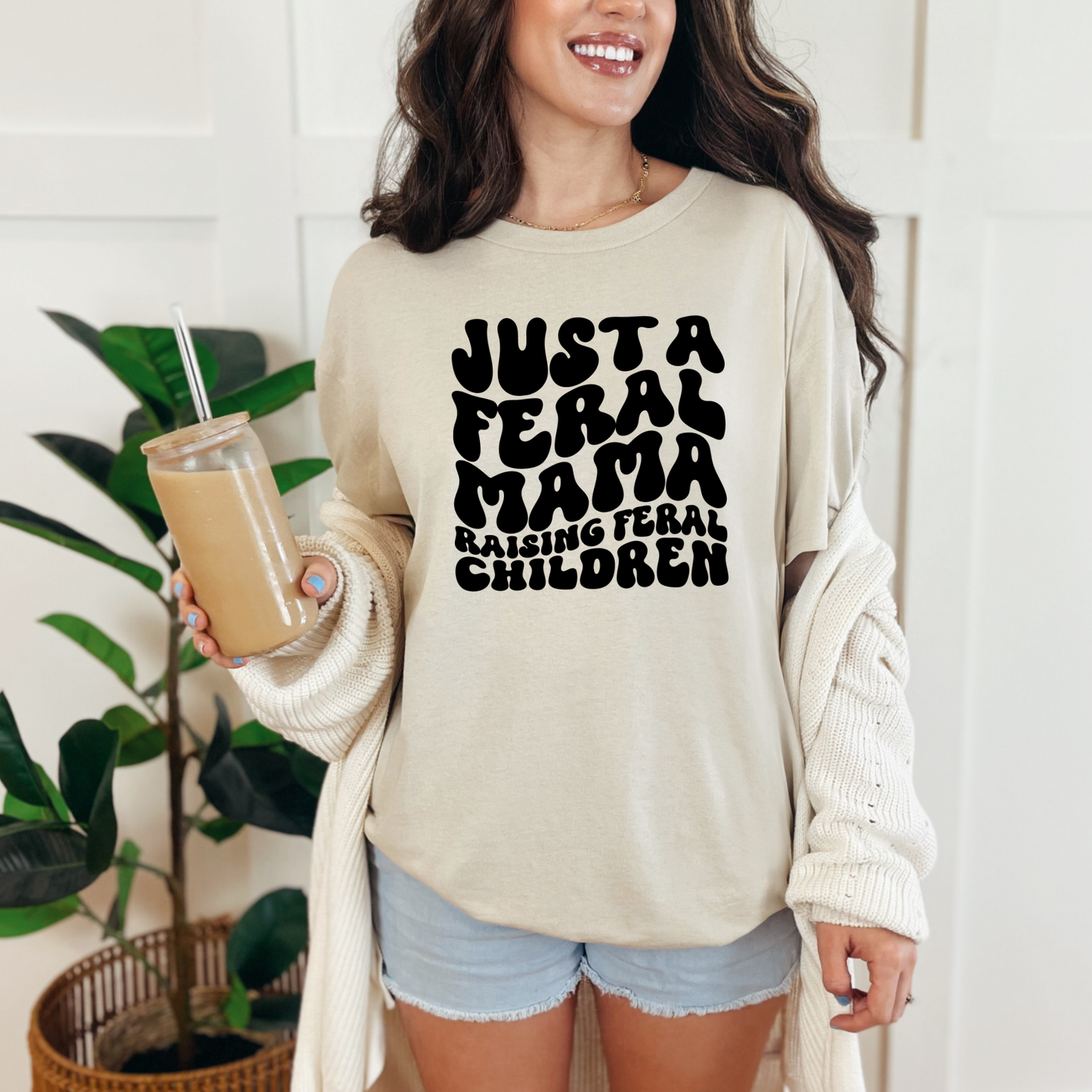Wholesale Feral mama Graphic Tee - Heather Dust Tee