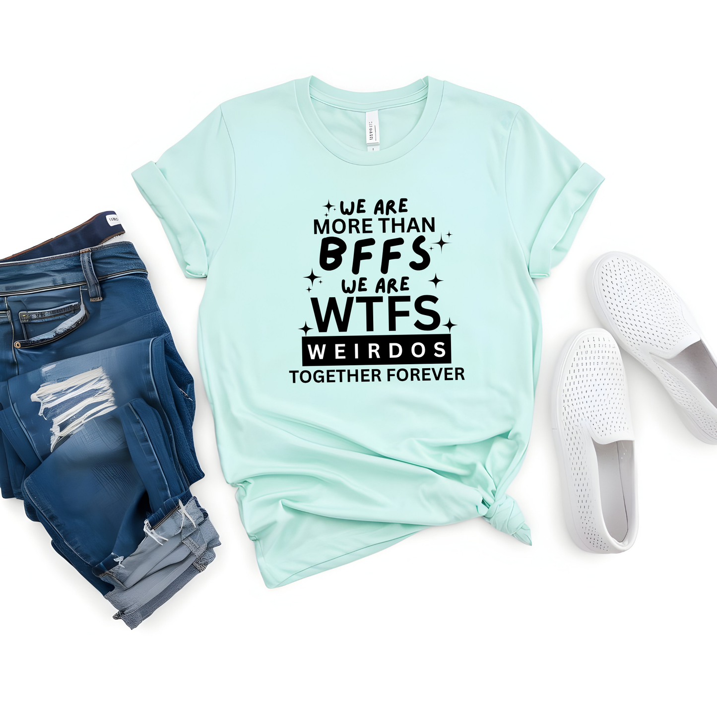 Wholesale BFFs and WTFs Graphic Tee - Mint Tee