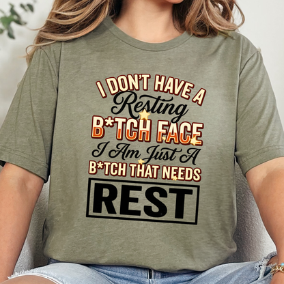 Wholesale Resting B*itch Face Graphic Tee - Heather Olive