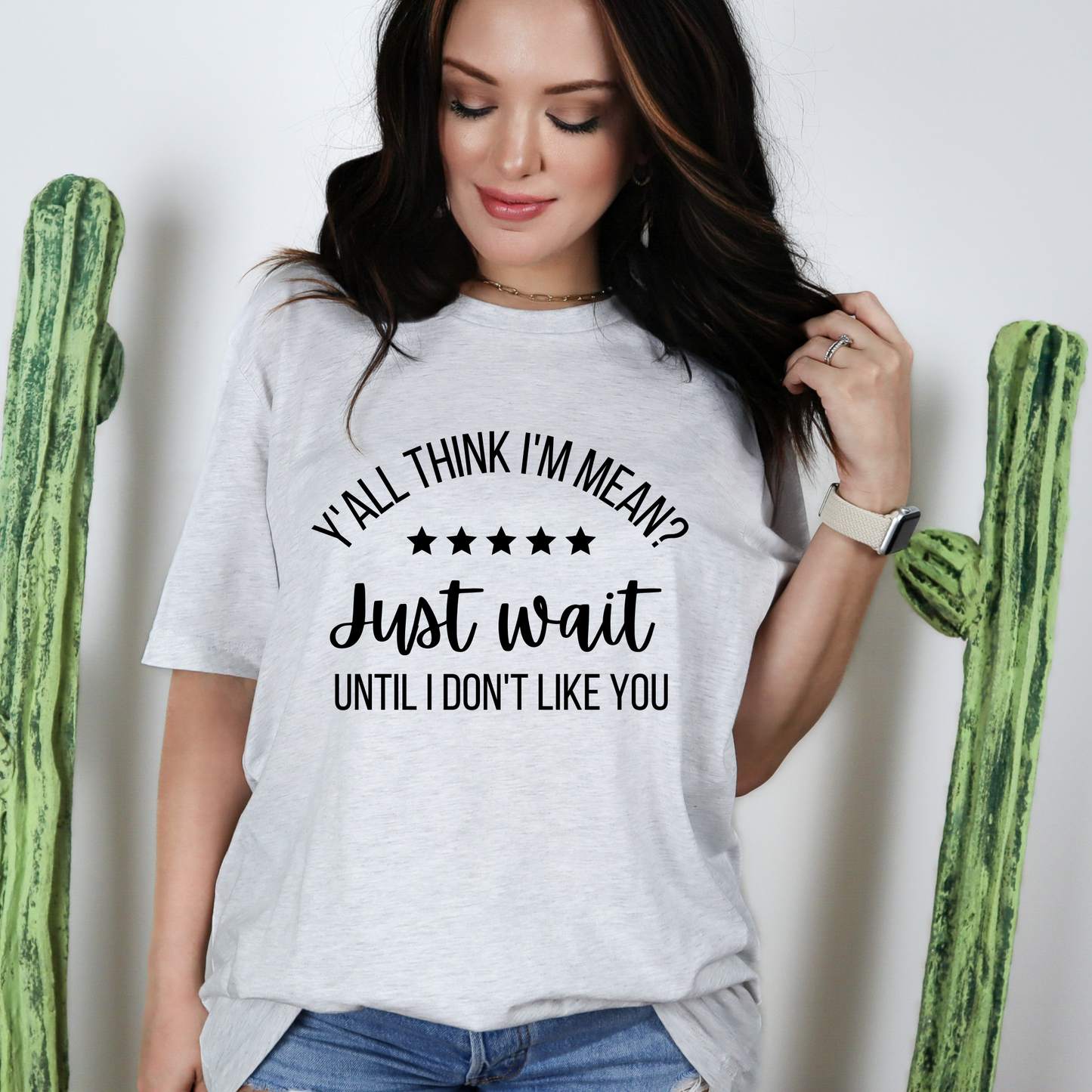 Wholesale Y'all think i'm mean Graphic Tee - Ash Grey Tee