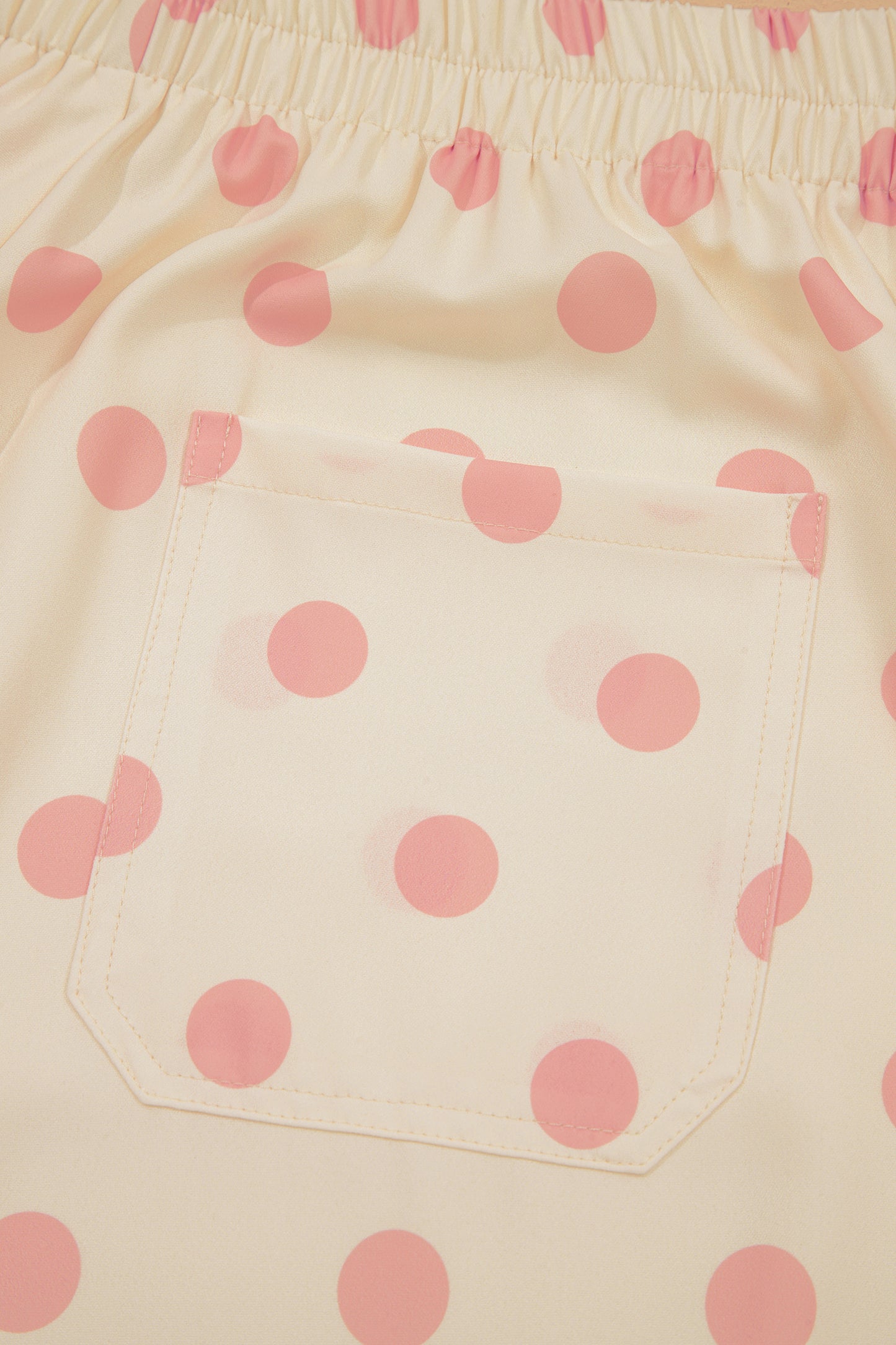White Polka Dot Print Patched Pocket Mid-rise Straight Leg Pants