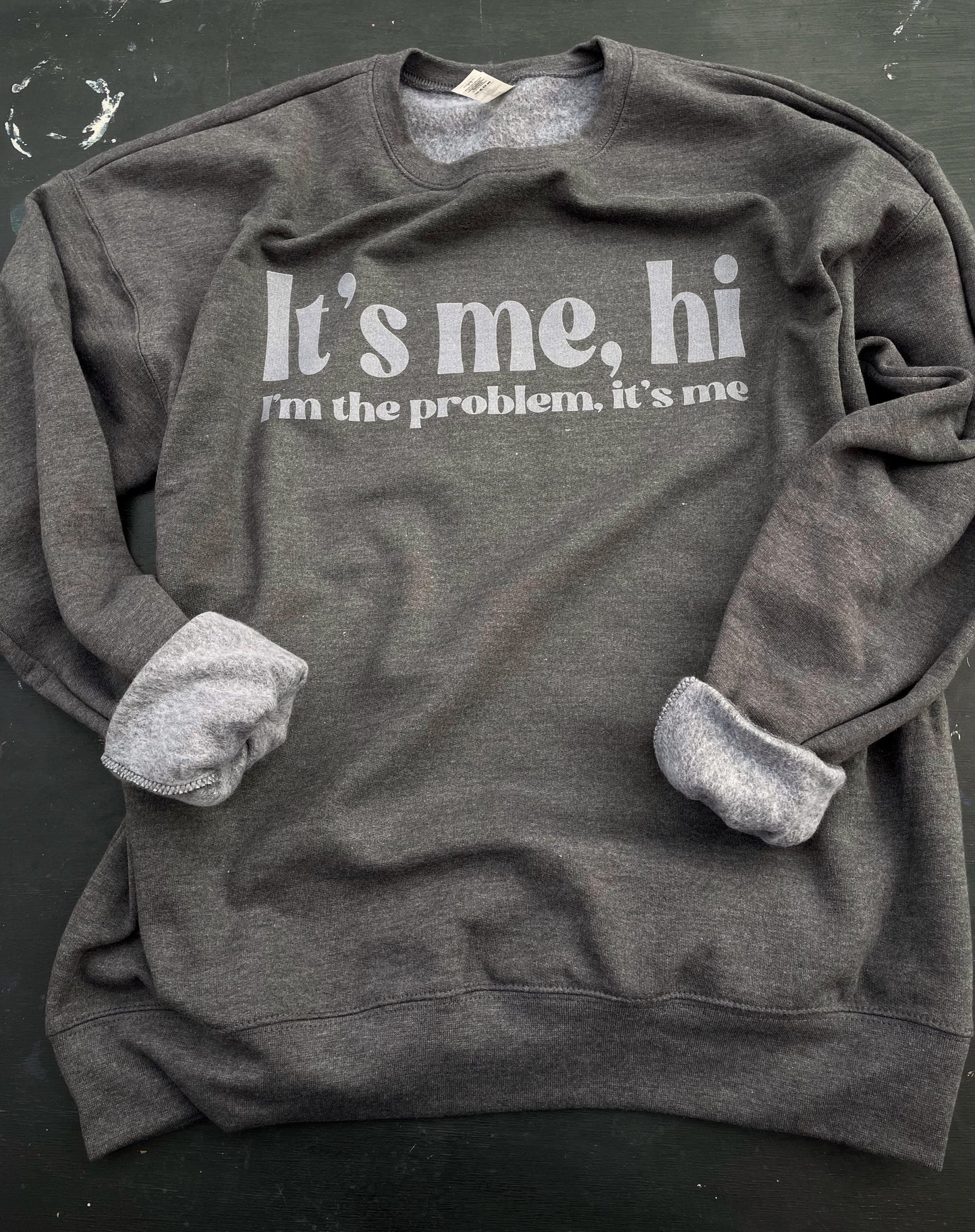 Wholesale It's me, hi Graphic Tee - Heather Charcoal Grey Sweatshirt