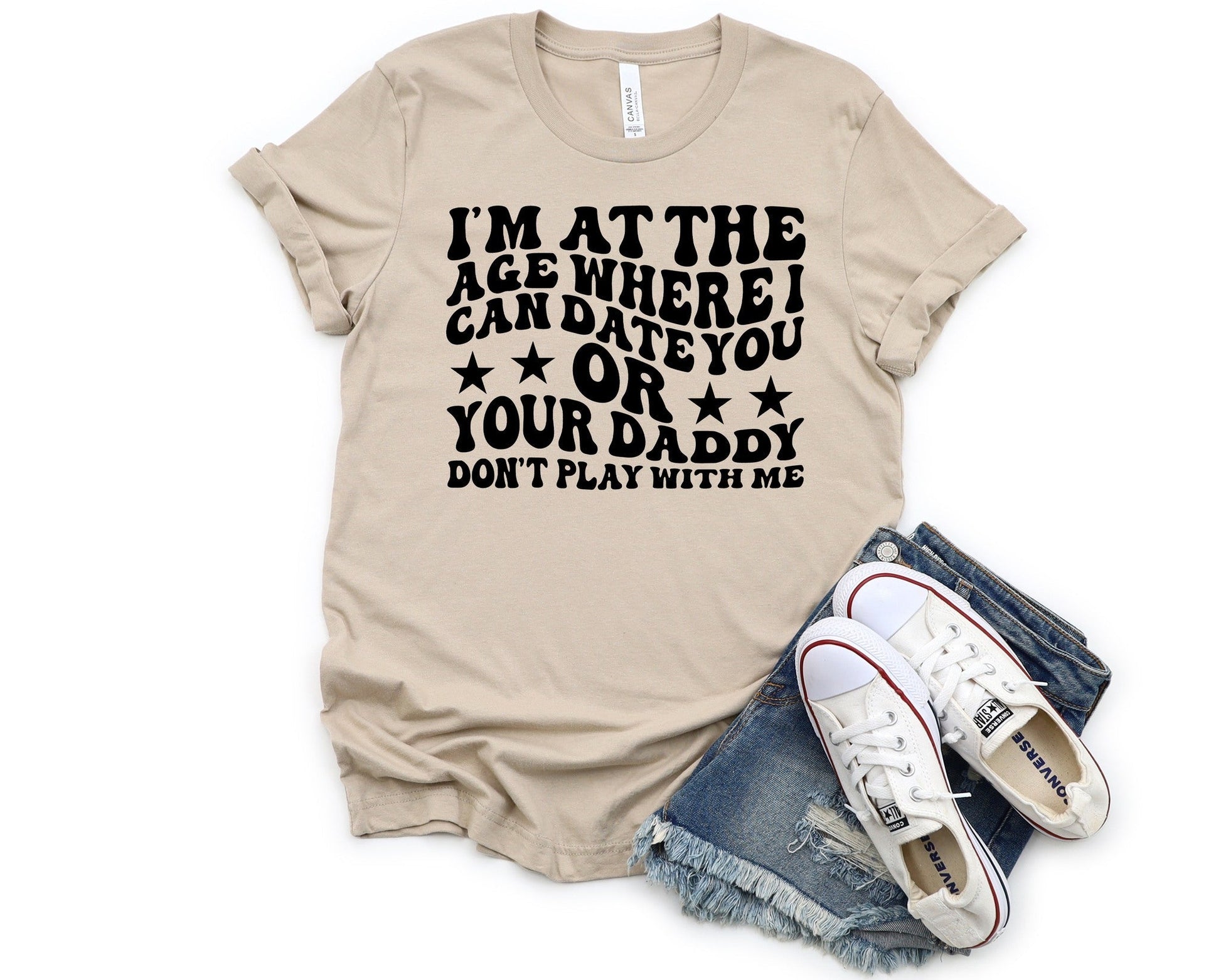 Wholesale Date You or Your Daddy Graphic Tee - Tan