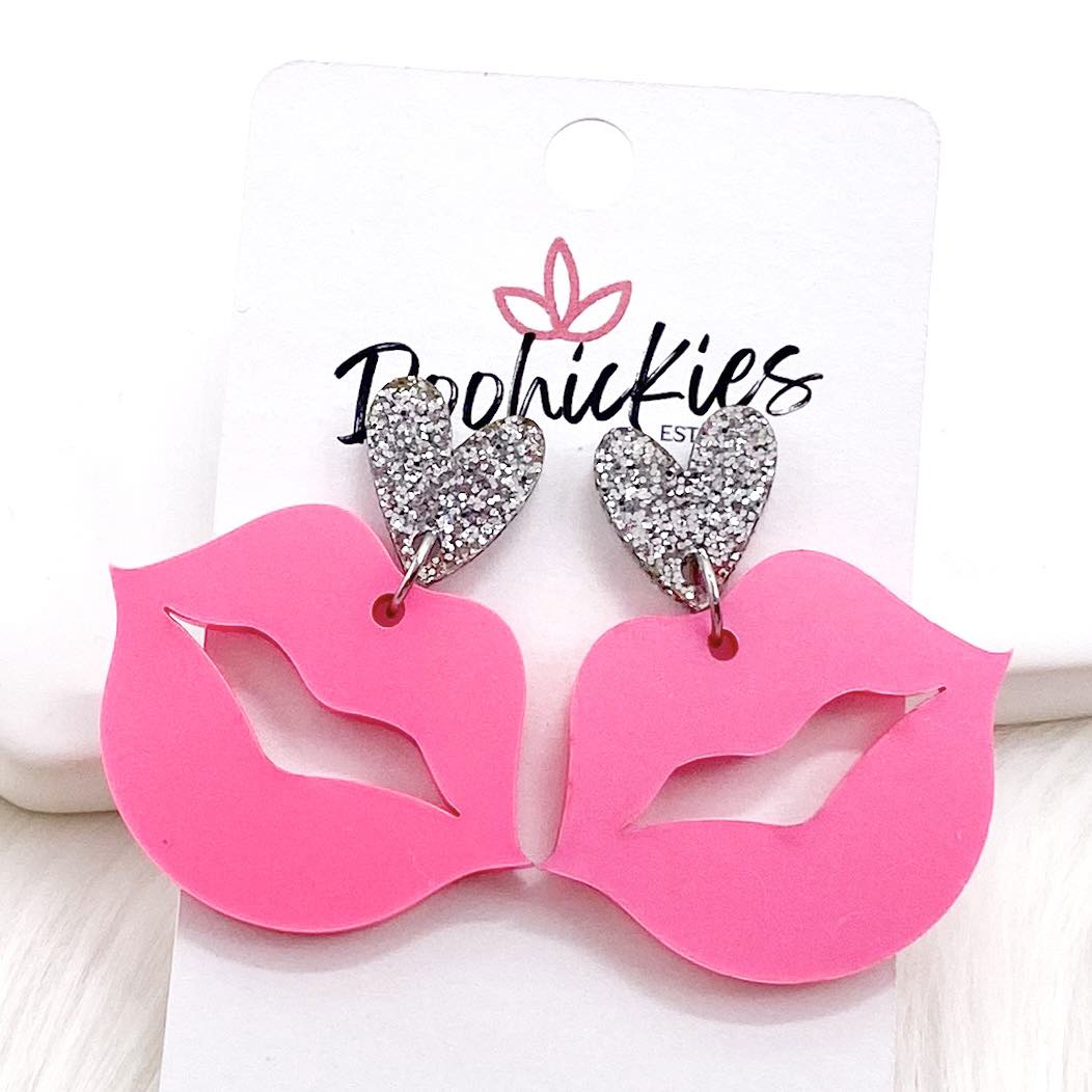 1.5" Lil' Smooch Acrylic Dangles -Earrings