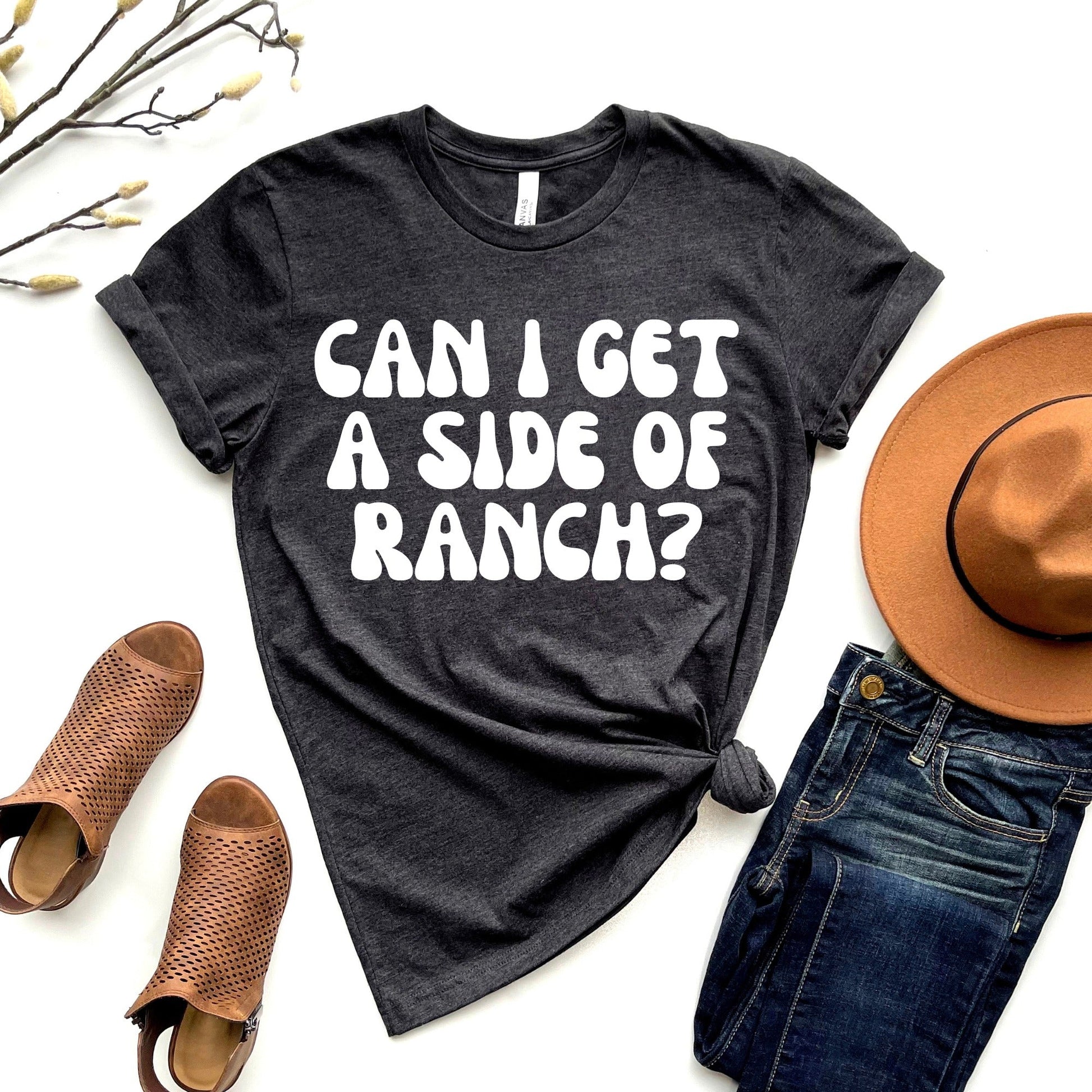 Wholesale A Side of Ranch Graphic Tee - Heather Charcoal