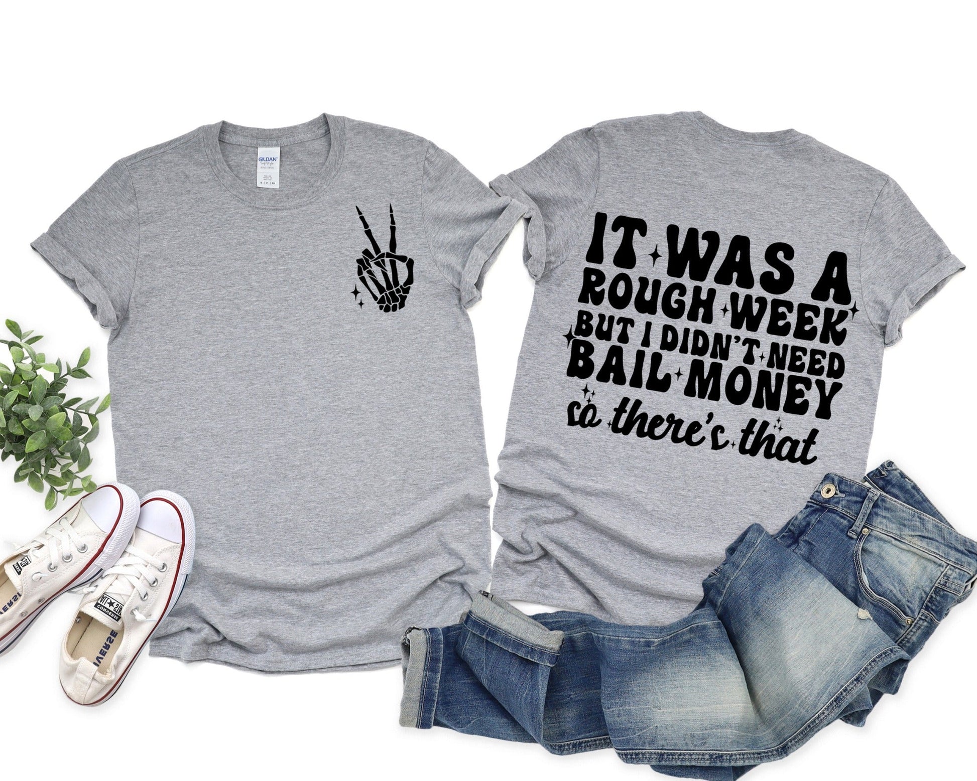 Wholesale Bail Money Graphic Tee - Grey