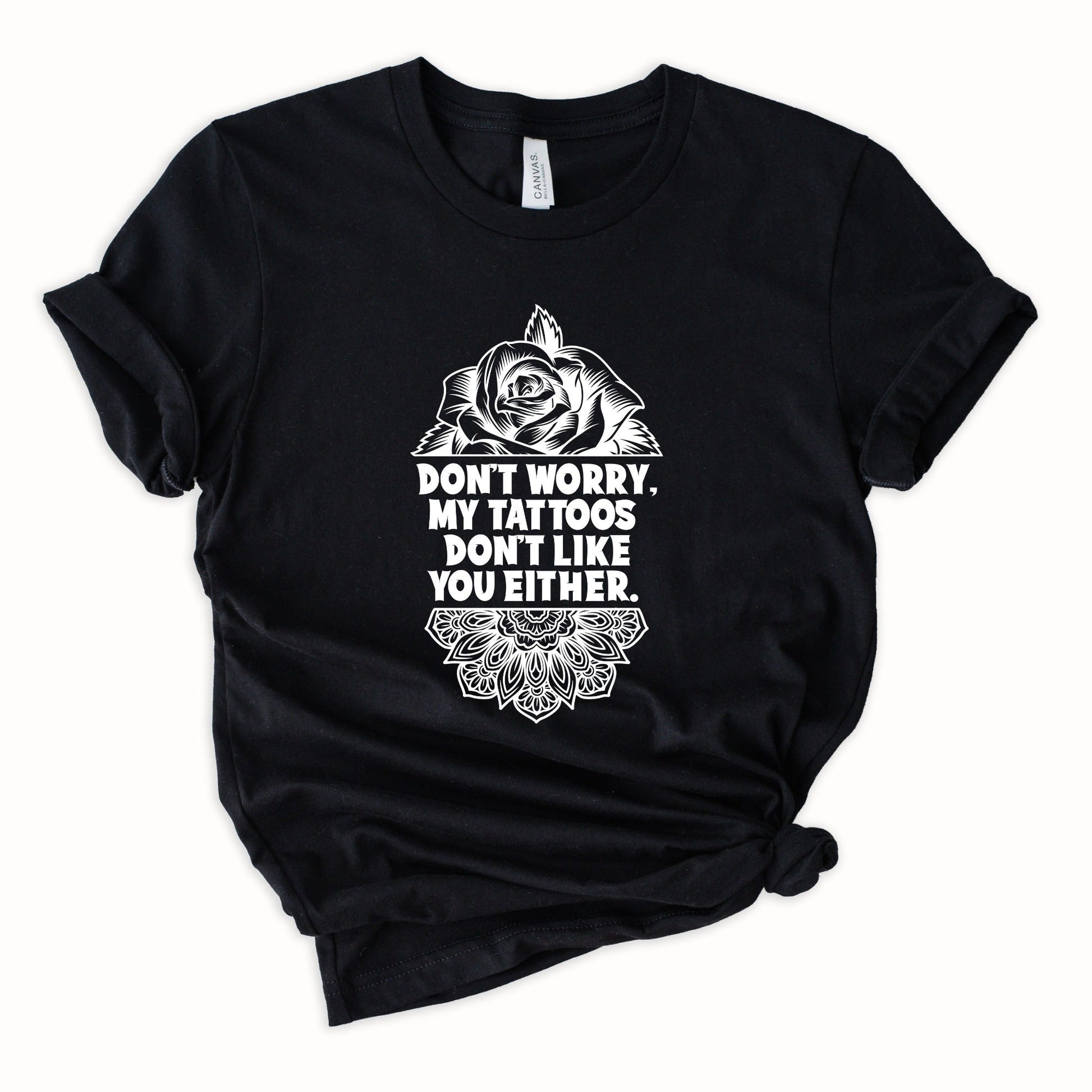 Wholesale Don't Worry Tattoos Graphic Tee - Black