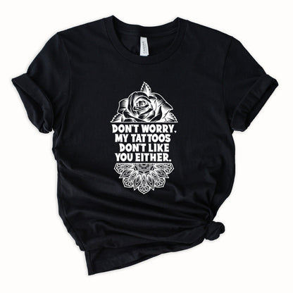 Wholesale Don't Worry Tattoos Graphic Tee - Black