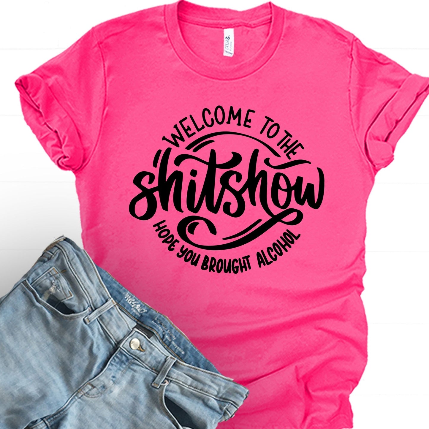 Wholesale Hope You Brought Alcohol Graphic Tee - Fuchsia