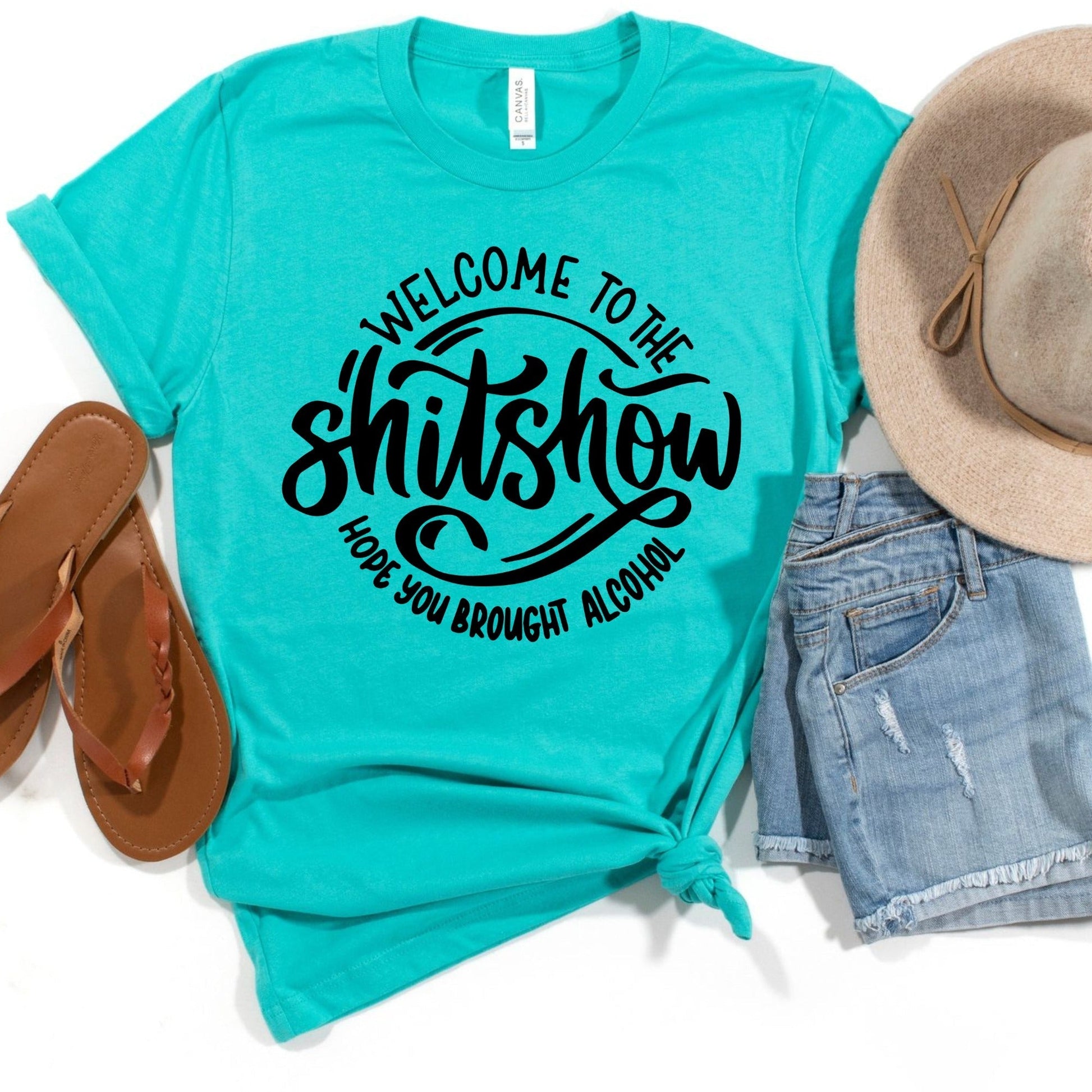 Wholesale Hope You Brought Alcohol Graphic Tee - Teal