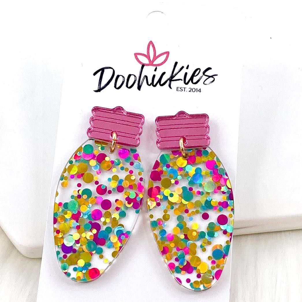 2" Confetti Lights - Christmas Acrylic Earrings