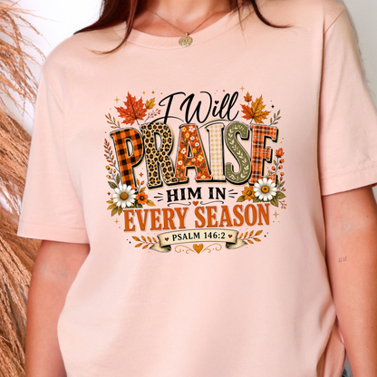 Wholesale Praise Him Every Season FALL Graphic Tee - Peach