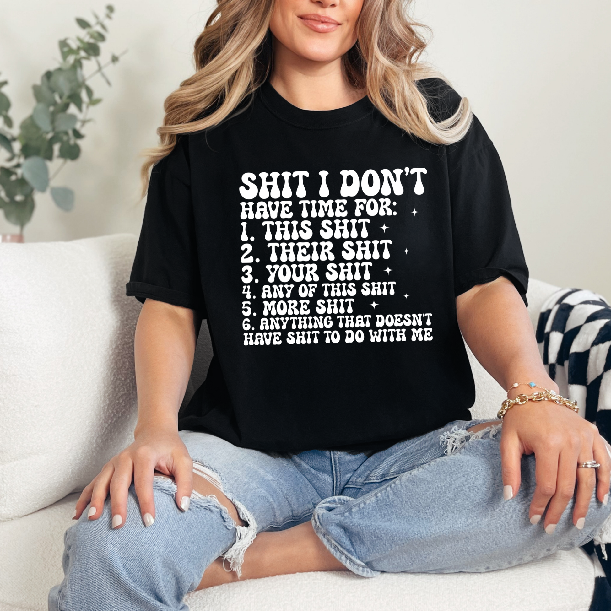 Wholesale Don't Have Time For Graphic Tee - Black Tee