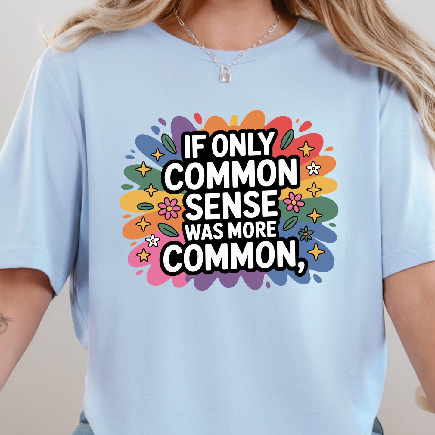Wholesale Common Sense Graphic Tee - Baby Blue