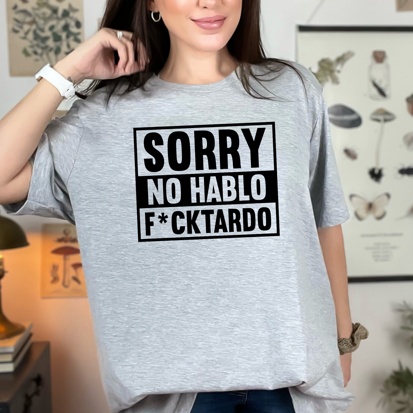 Wholesale No Hablo Graphic Tee - Grey Tee