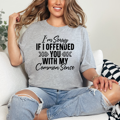Wholesale Offended You with Common Sense Graphic Tee - Grey Tee