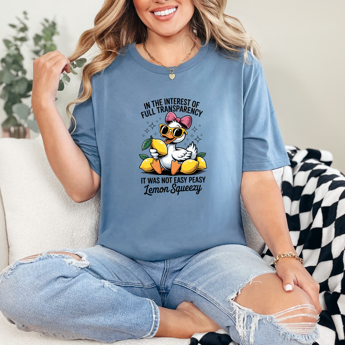 Wholesale Not Easy Peasy Graphic Tee - Steel Blue Tee