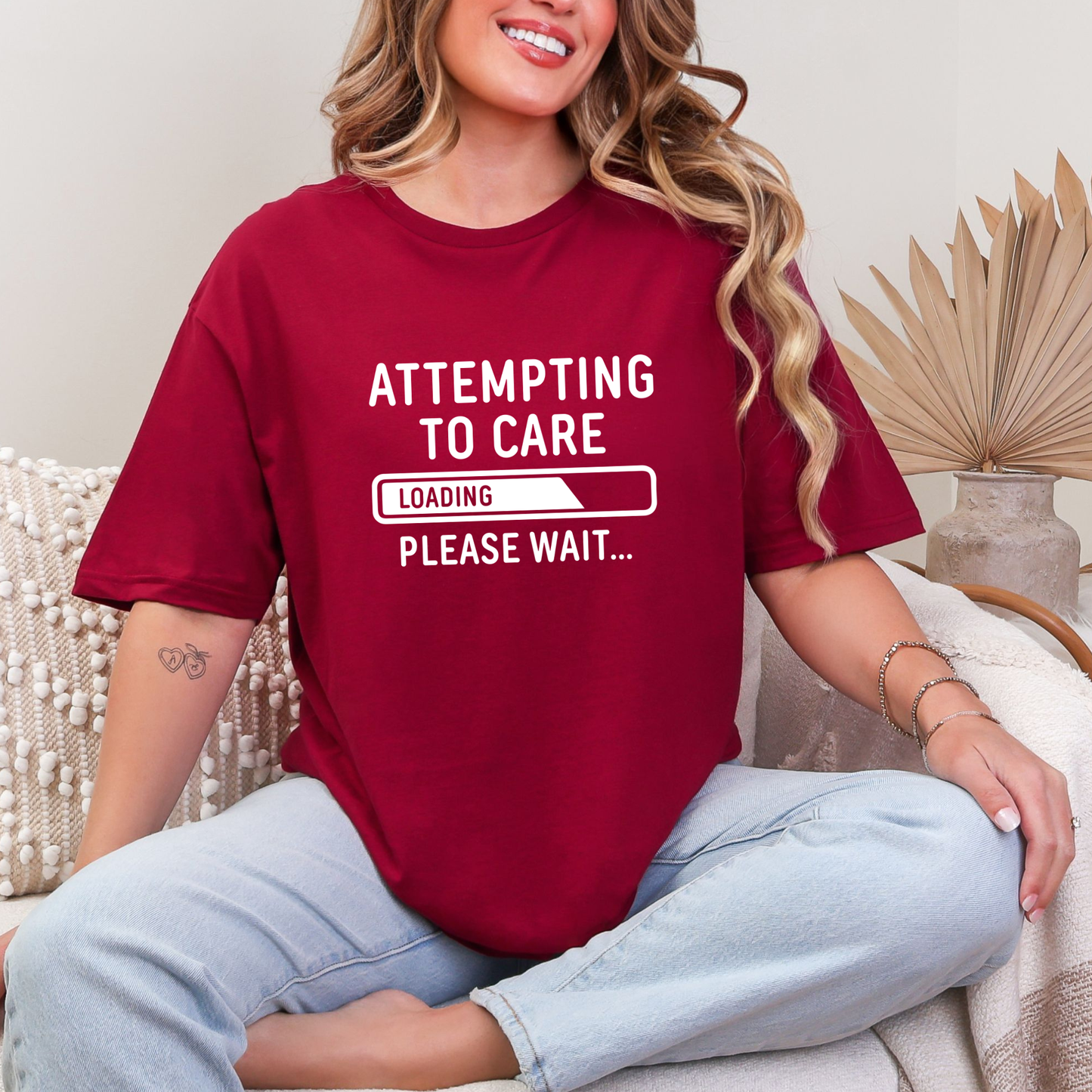 Wholesale Attempting to Care Graphic Tee - Cardinal Red Tee