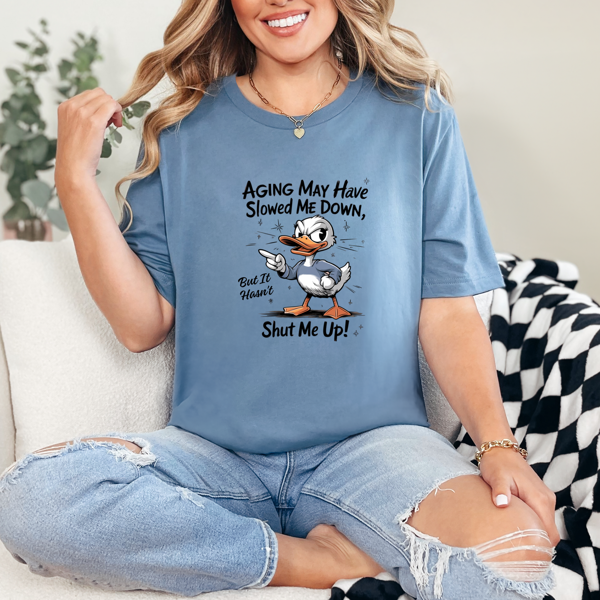 Wholesale Aging Slowed Me Down Graphic Tee - Steel Blue Tee