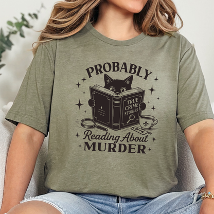 Wholesale Reading About Murder Graphic Tee - Heather Olive