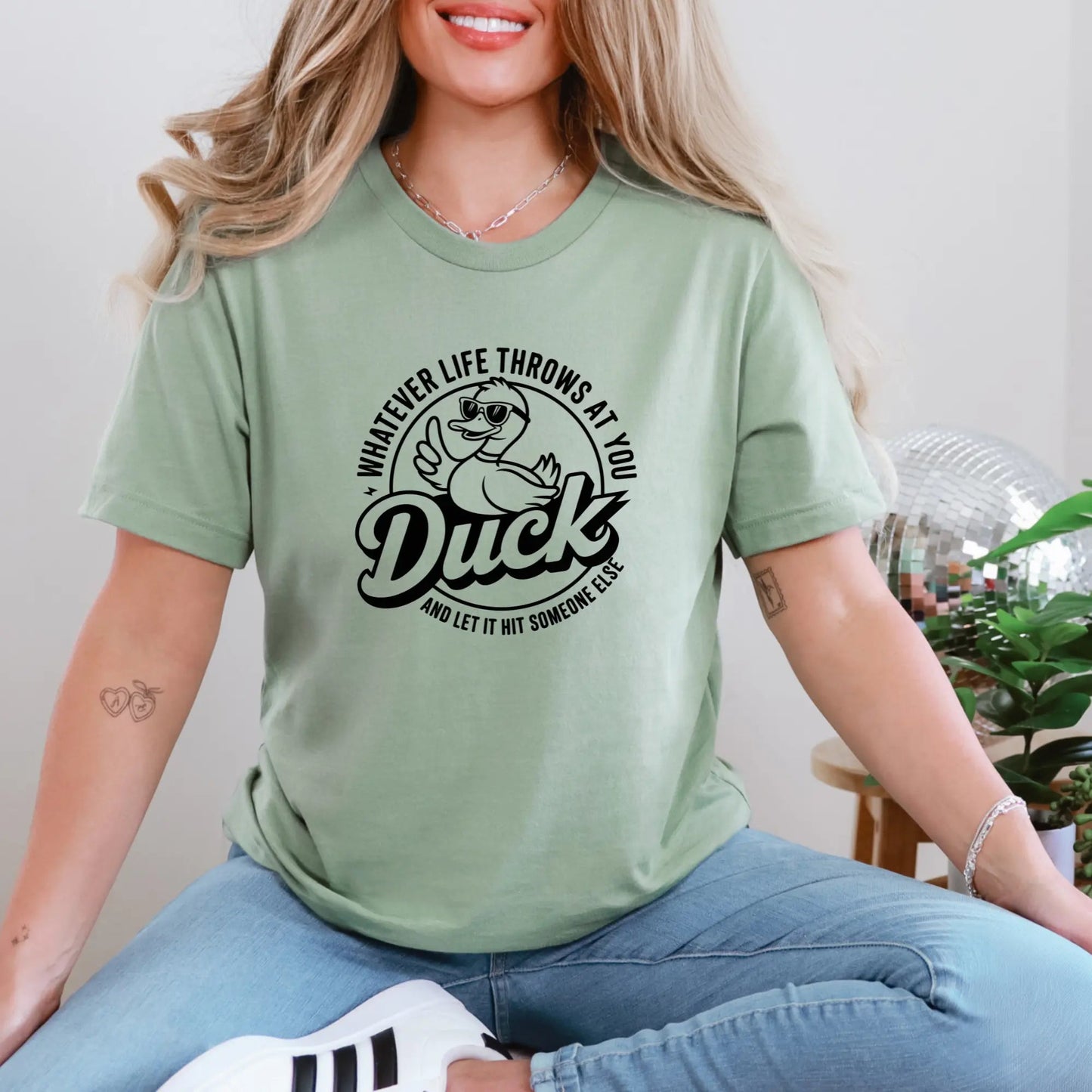Wholesale Duck and Let it Hit Someone Else Graphic Tee - Sage Tee