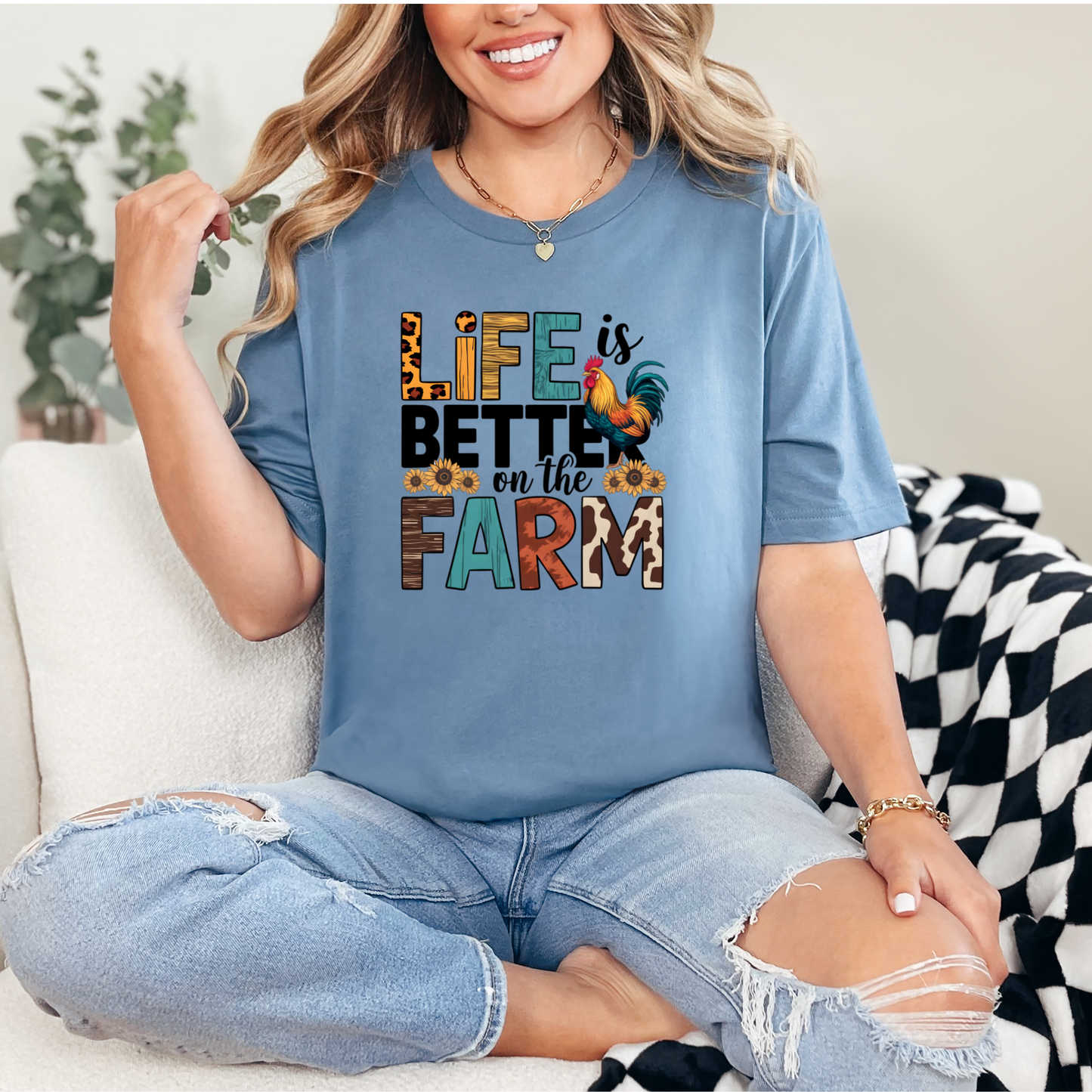 Wholesale Life is Better Farm Graphic Tee - Ash Tee